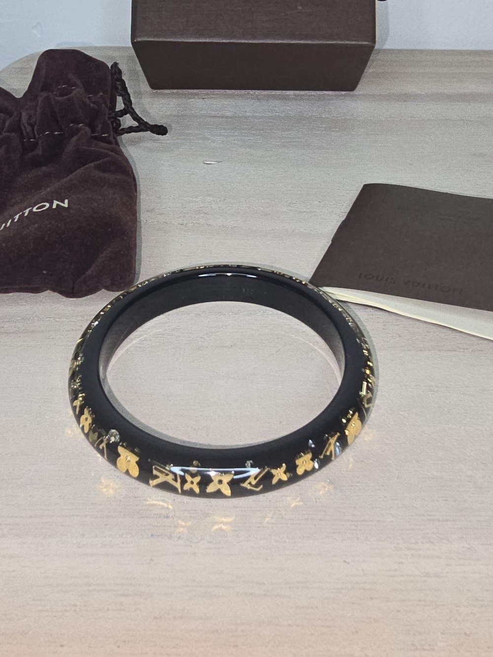 Louis Vuitton LV Bracelet Inclusion TPM Bangle Resin Black LK1009  Authentic FUL